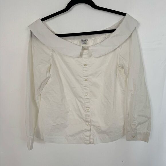 J. Crew Tops - J Crew Size Small Off the Shoulder Button Down White